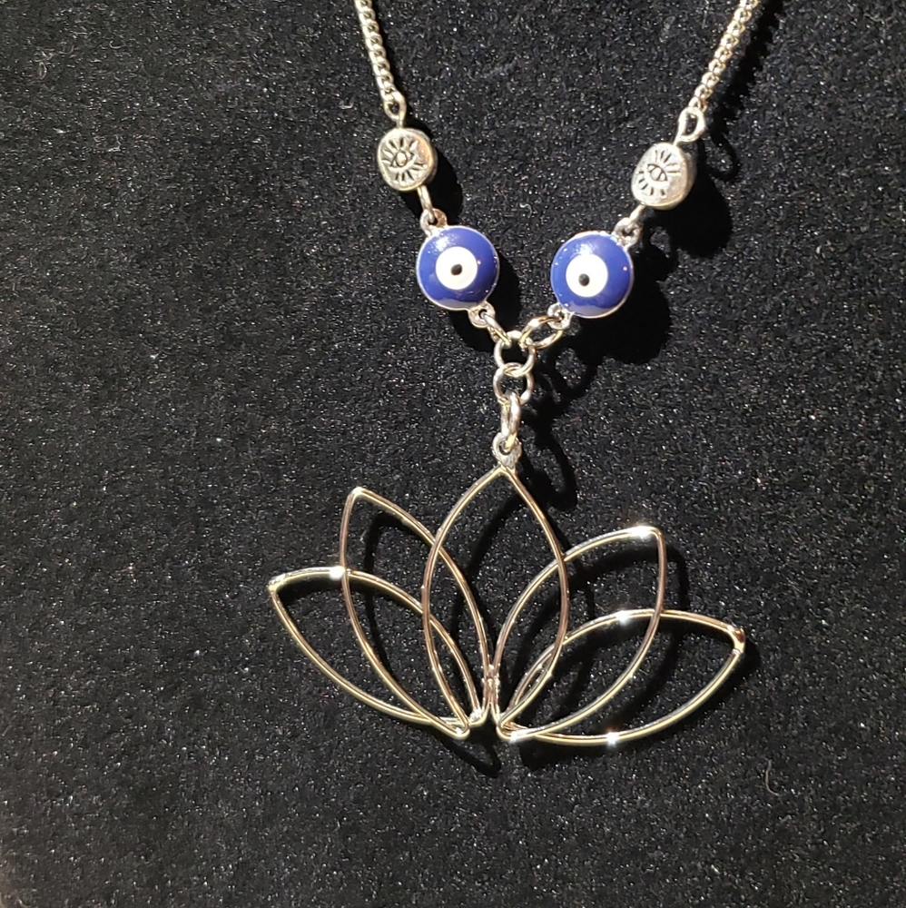 Lotus & Evil Eye Necklace